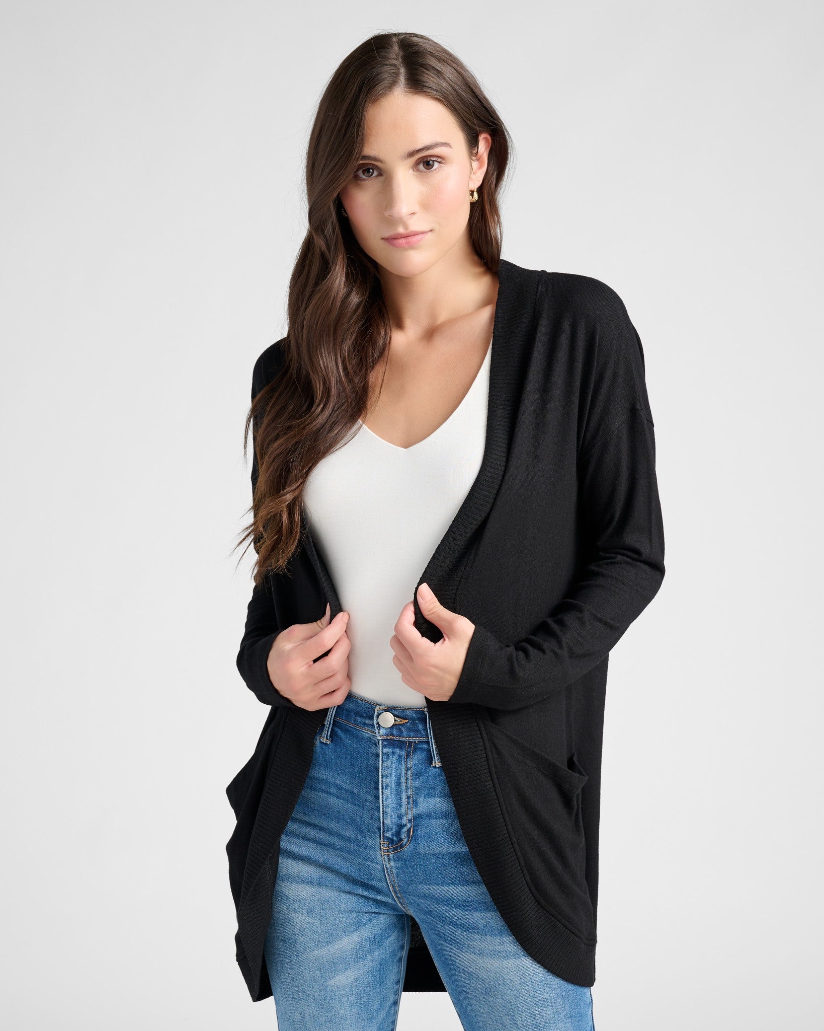 Black $|& SEAS Cocoon Cardigan - SOF Front