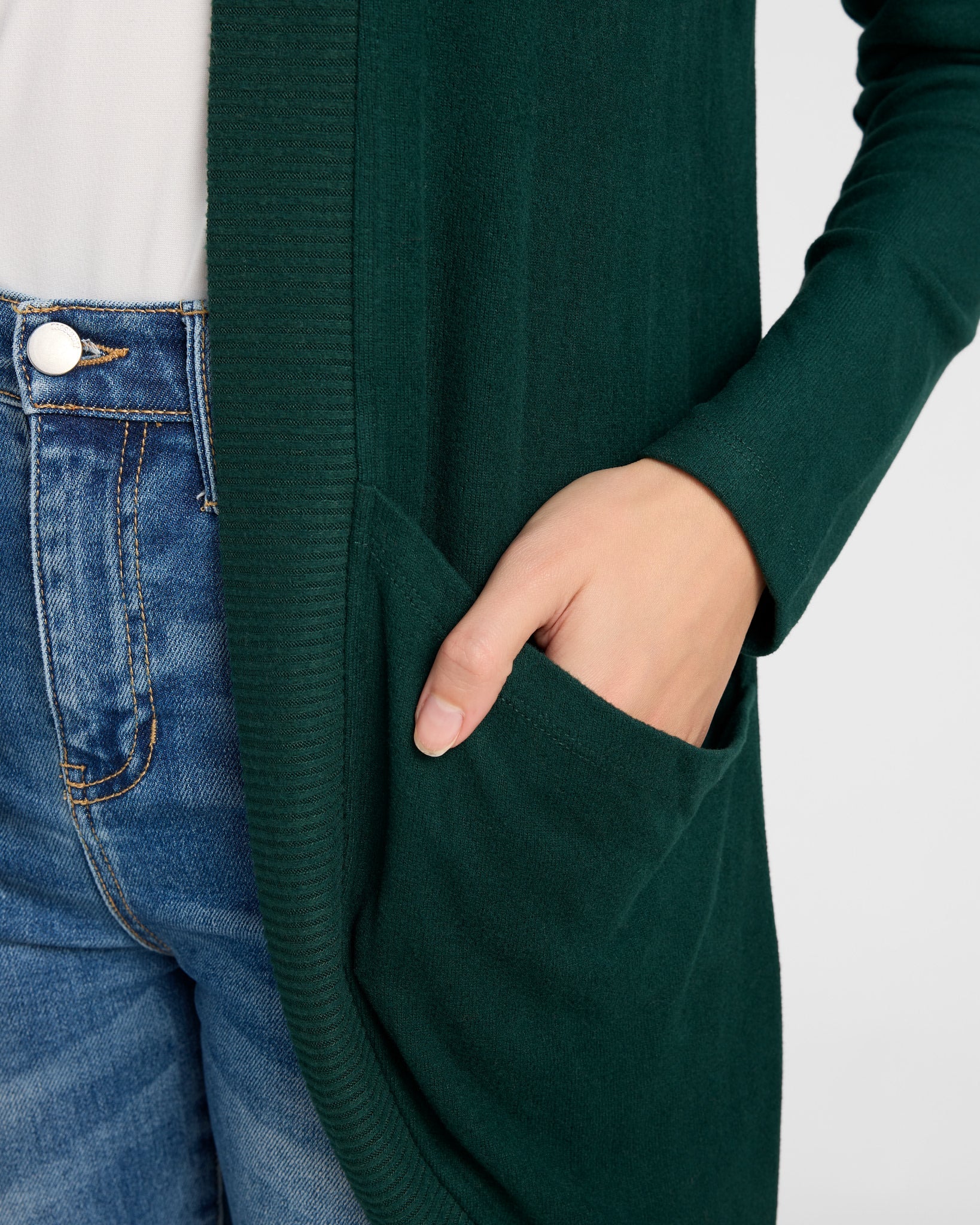 Hunter Green $|& SEAS Cocoon Cardigan - SOF Detail