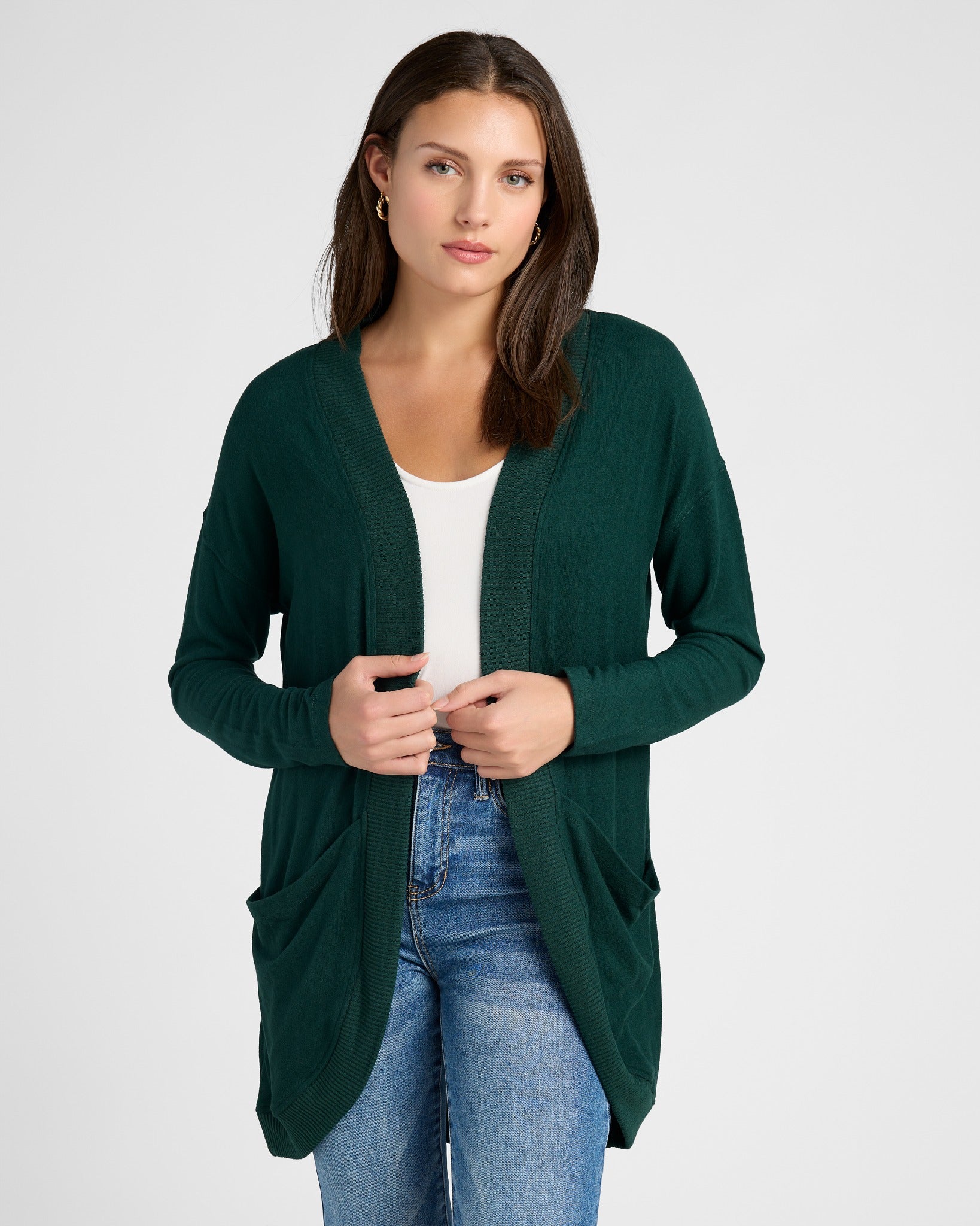Hunter Green $|& SEAS Cocoon Cardigan - SOF Front