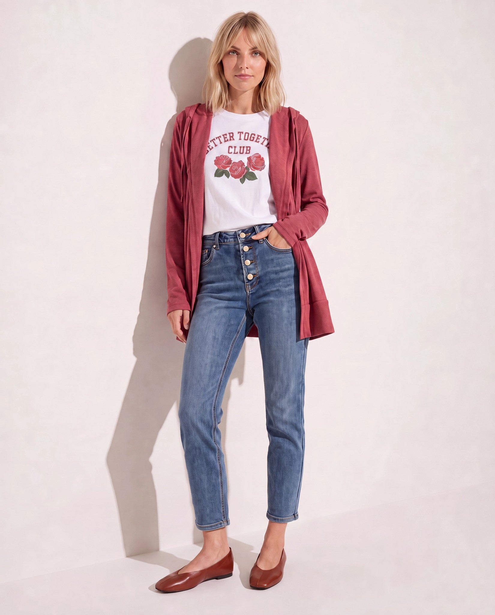 Heather Cabernet $|& SEAS Over The Falls Cardigan - SOF Back