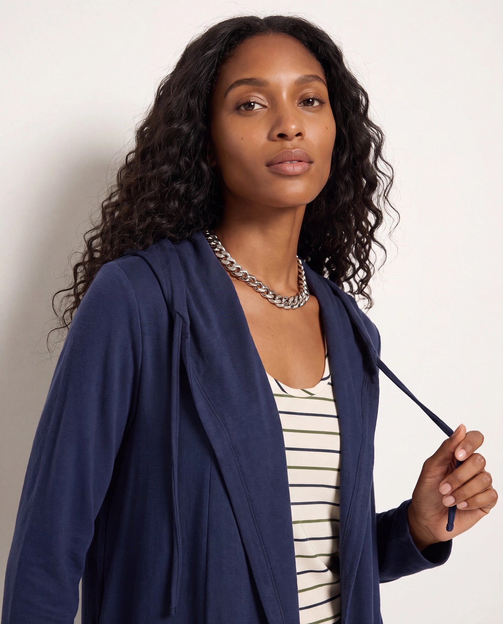 Navy $|& SEAS Over The Falls Cardigan - SOF Full Front
