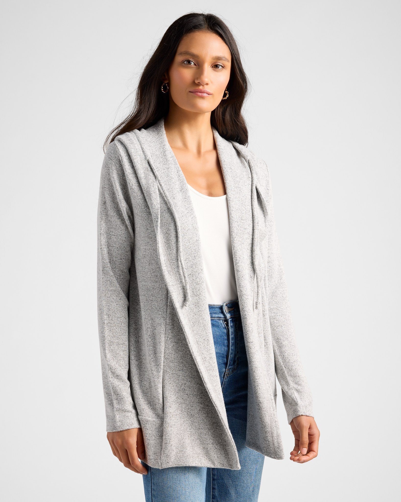 Heather Grey $|& SEAS Over The Falls Cardigan - SOF Front