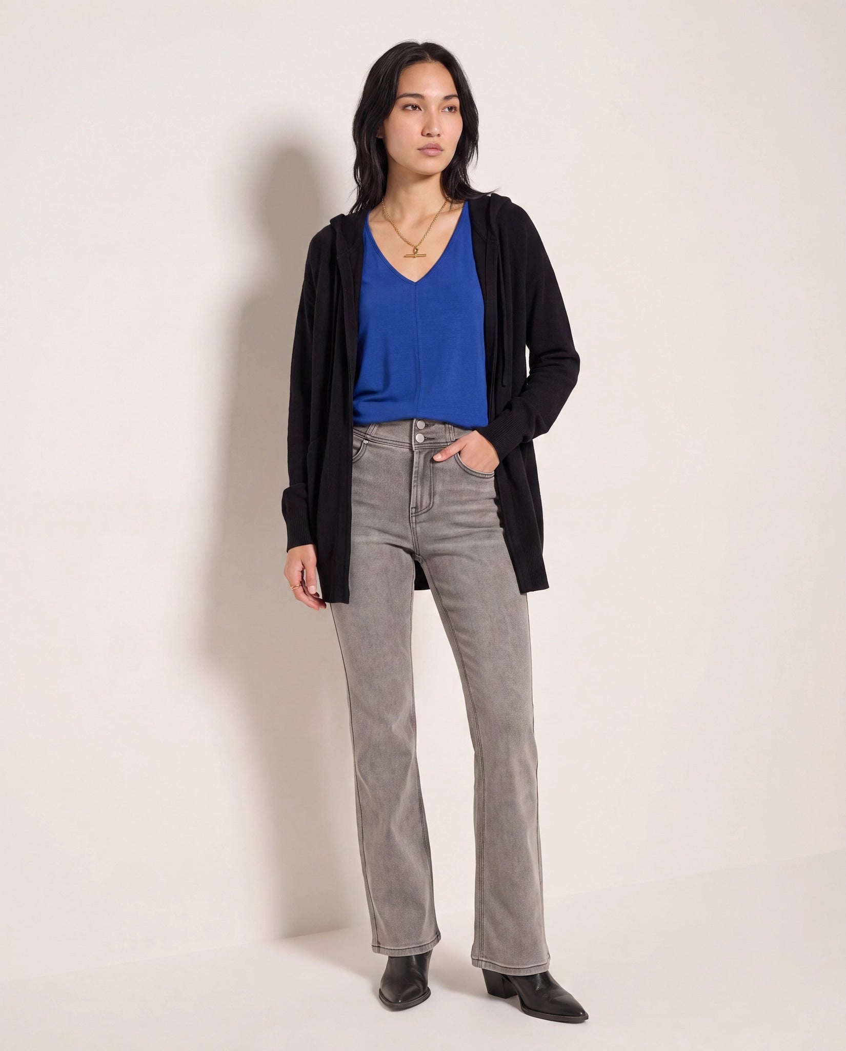 Black $|& SEAS Over The Falls Cardigan - UGC On Fig