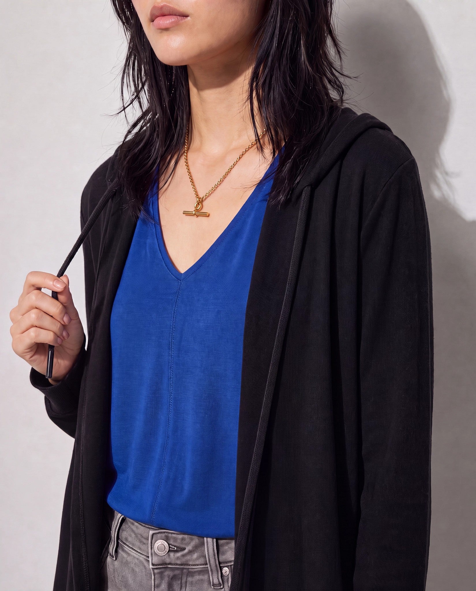 Black $|& SEAS Over The Falls Cardigan - SOF Full Front