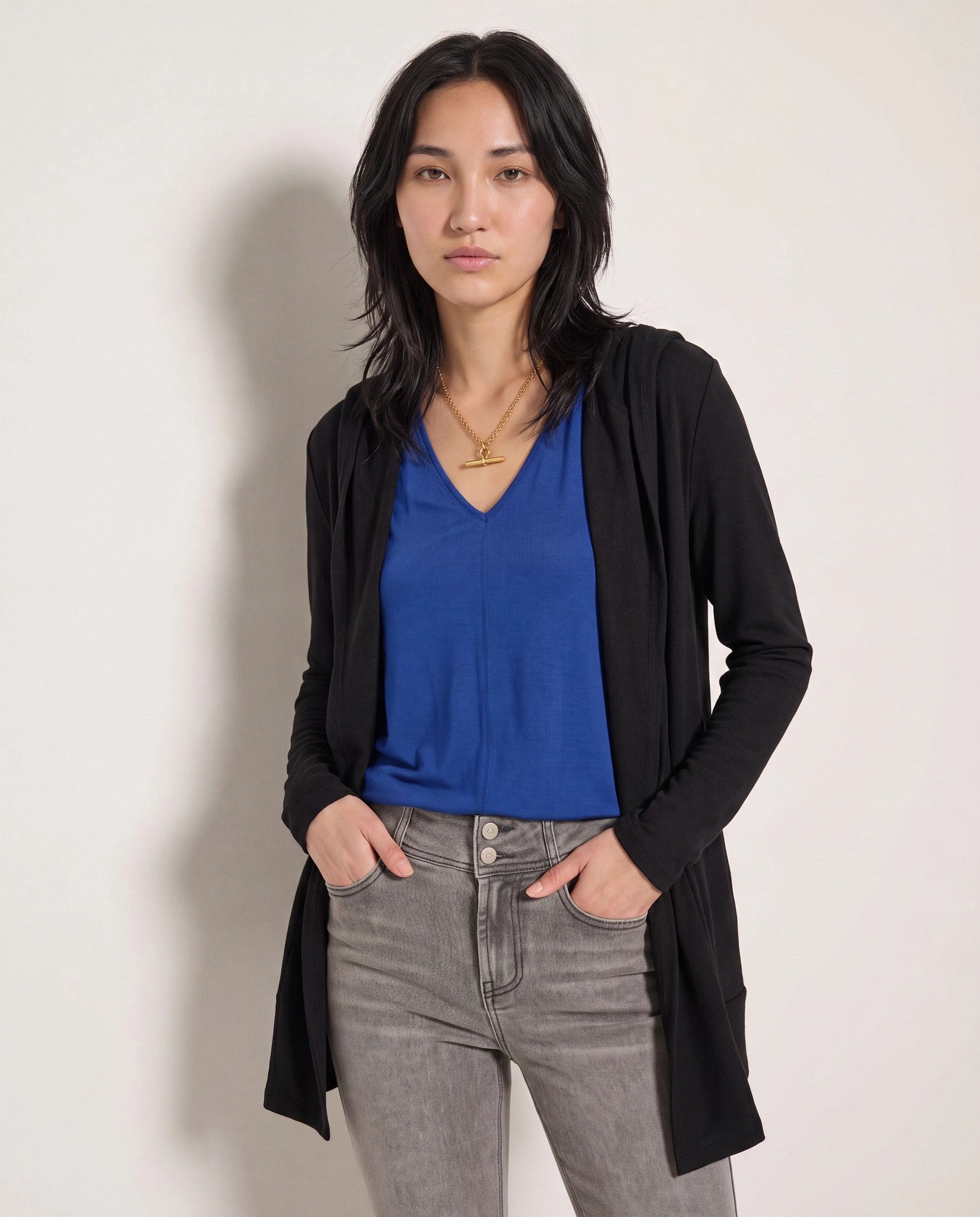 Black $|& SEAS Over The Falls Cardigan - SOF Front