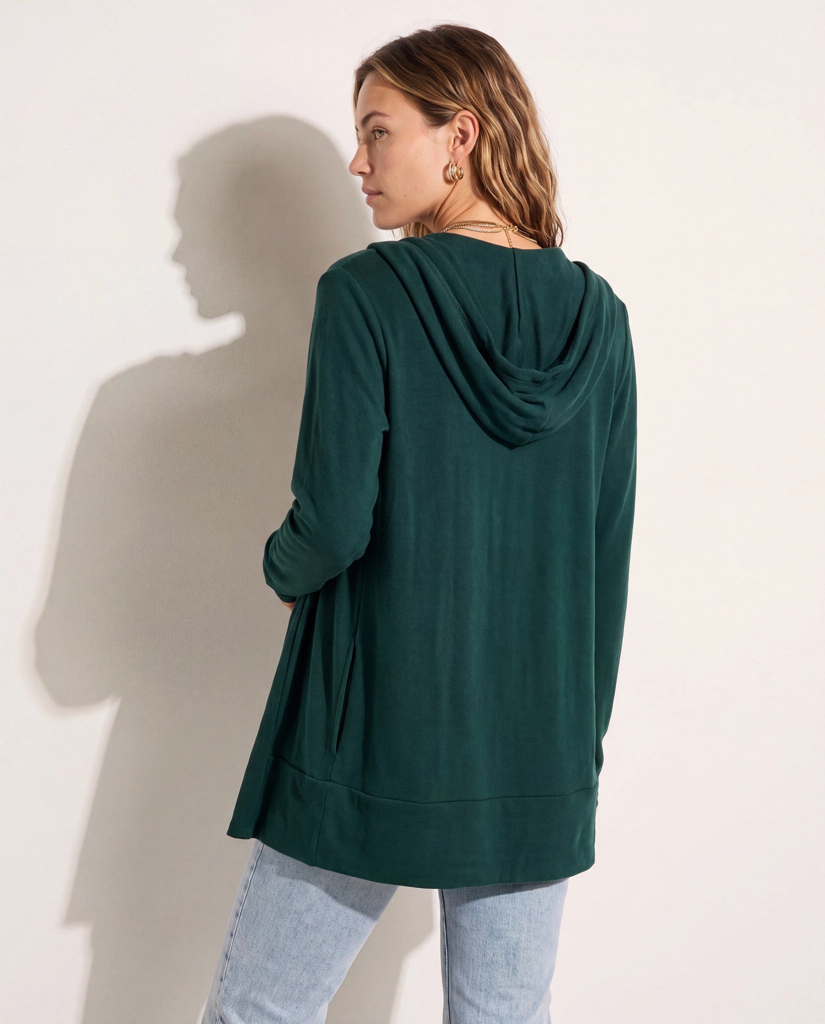Hunter Green $|& SEAS Over The Falls Cardigan - SOF Back