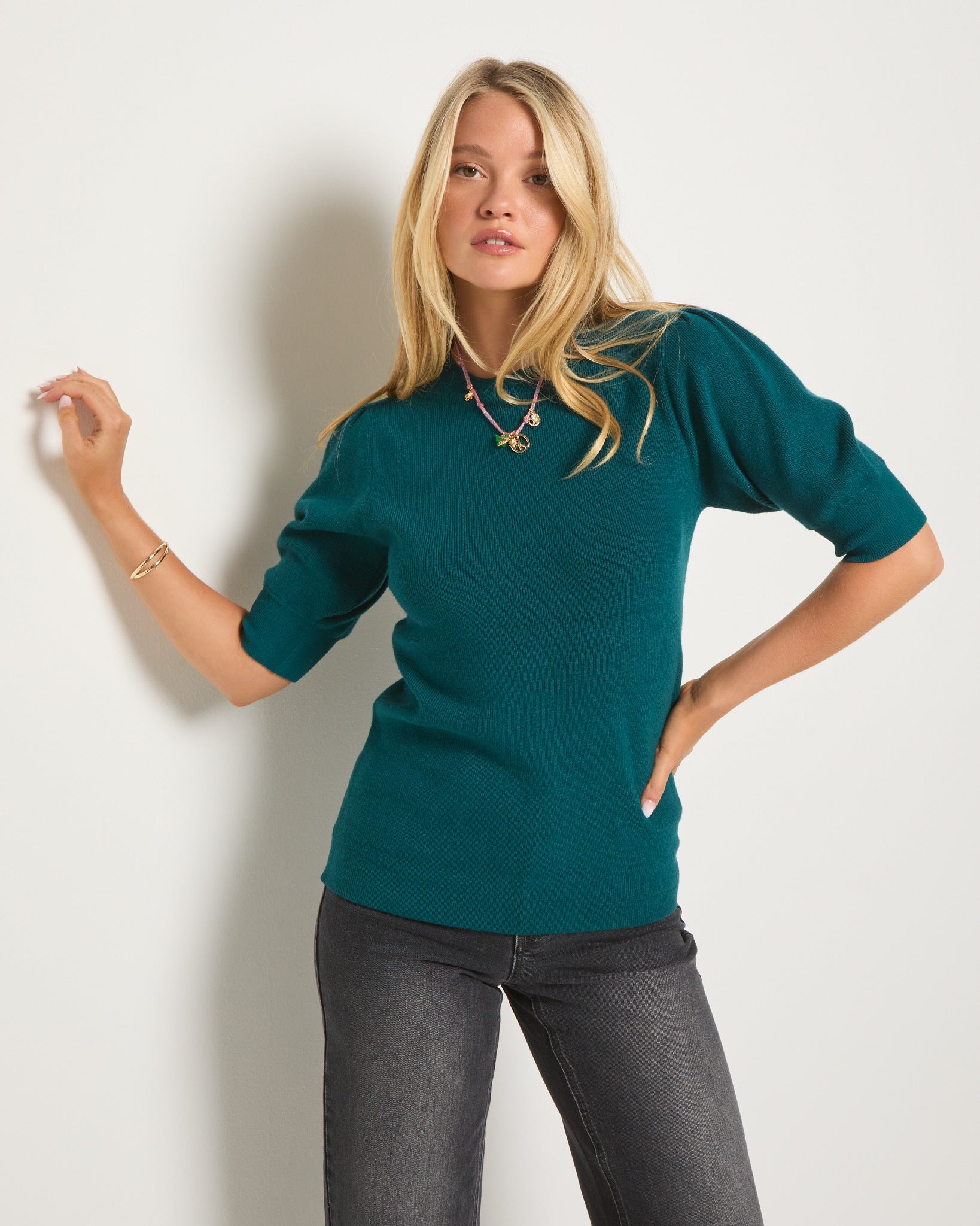 Spruced Up $|& SEAS Pacific Puff Short Sleeve Crew Neck - VOF Front
