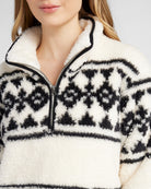 Cream Geo Stripe $|& SEAS Printed Sherpa Quarter Zip - SOF Detail