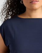 Navy $|& SEAS Brentwood Boat Neck Top - SOF Full Front