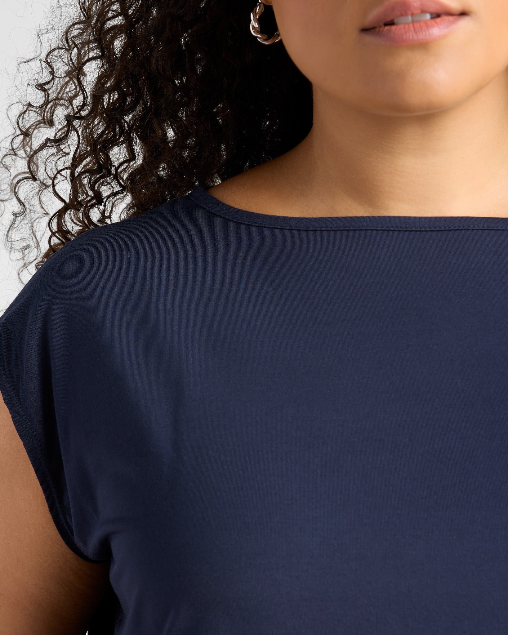 Navy $|& SEAS Brentwood Boat Neck Top - SOF Full Front