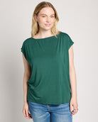 Hunter Green $|& SEAS Brentwood Boat Neck Top - SOF Front