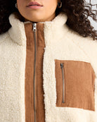 Cream/Brown $|& Herizon Sherpa Jacket withCorduroy Pocket - SOF Detail