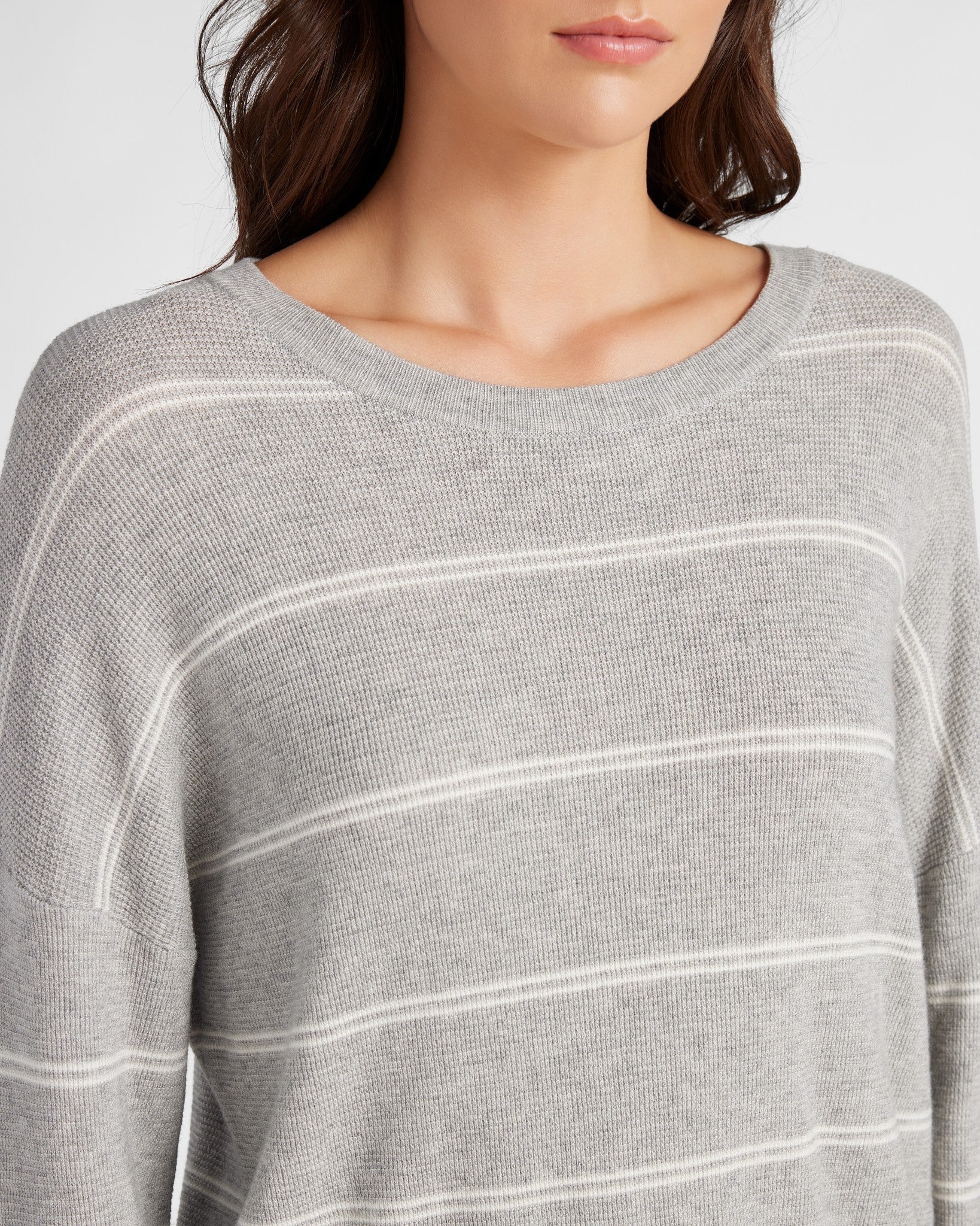 Heather Grey/White $|& SEAS Crew Neck Stripe Long Sleeve - SOF Detail