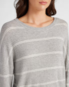 Heather Grey/White $|& SEAS Crew Neck Stripe Long Sleeve - SOF Detail