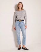 Heather Grey/White $|& SEAS Crew Neck Stripe Long Sleeve - SOF Back