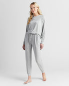 Heather Grey $|& SEAS Dreamy Hacci "Wifey" Graphic Jogger - SOF Full Front