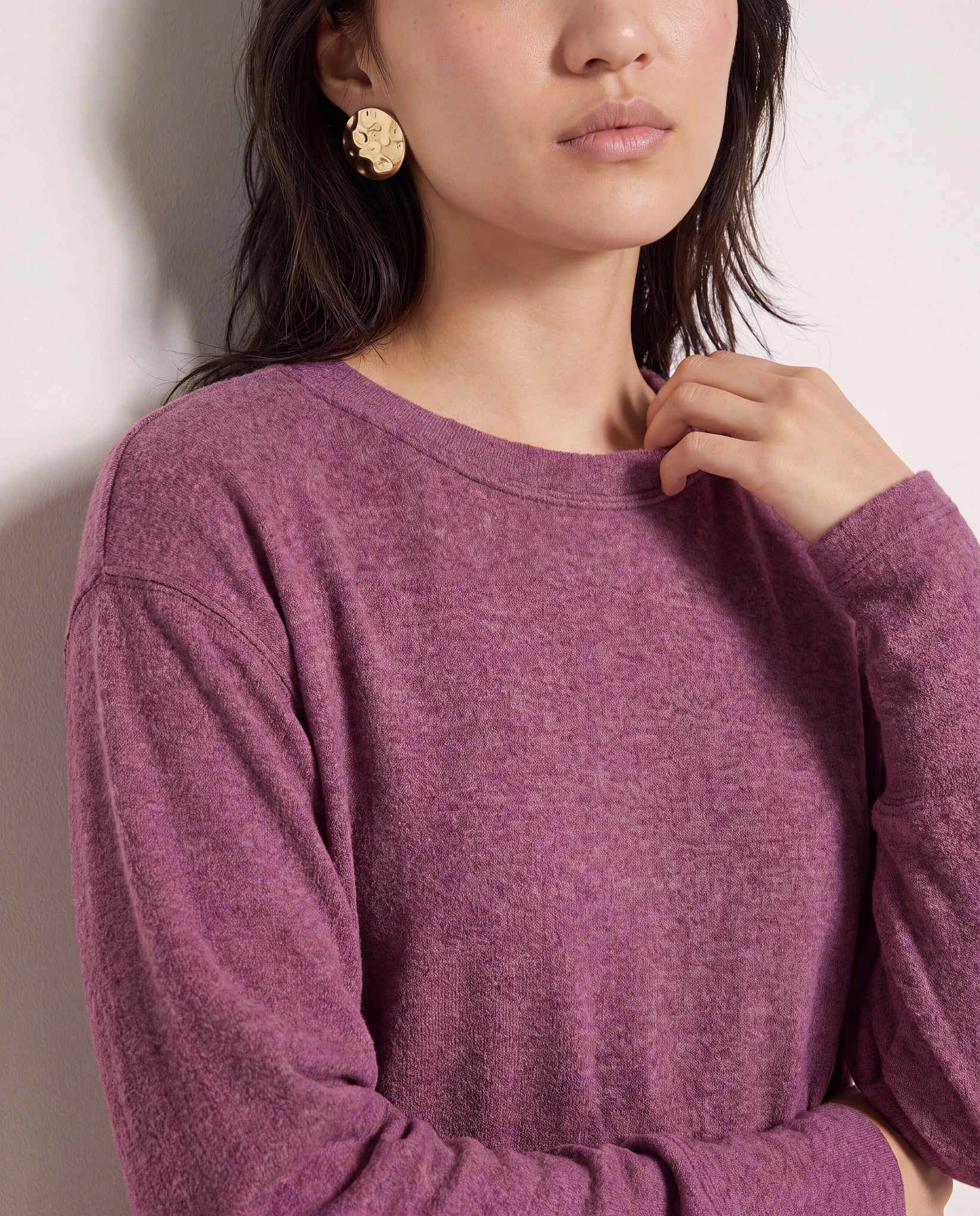 Vintage Plum $|& SEAS Dreamy Hacci Pullover - SOF Full Front