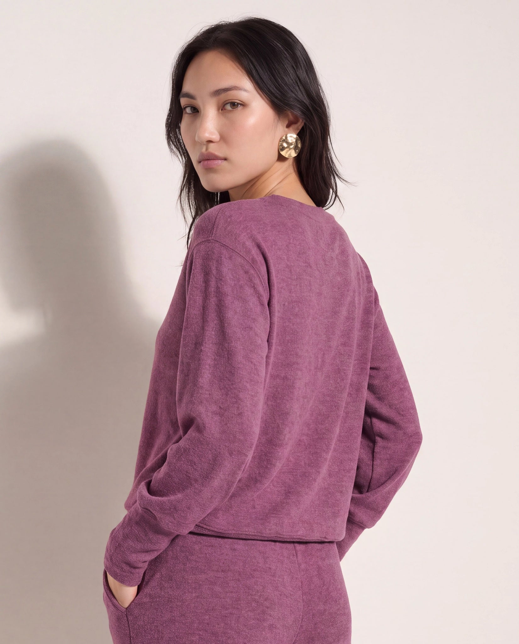 Vintage Plum $|& SEAS Dreamy Hacci Pullover - SOF Back