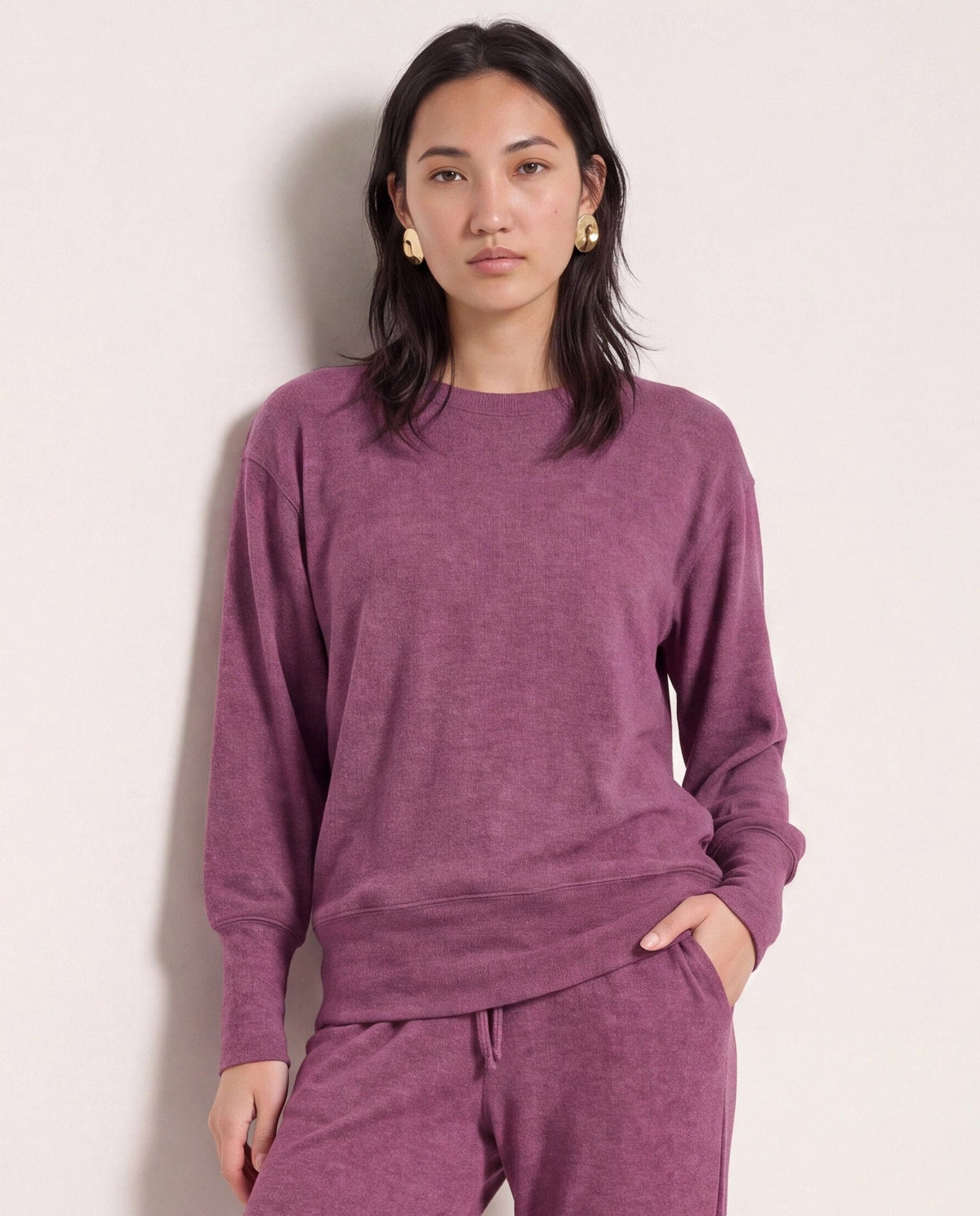Vintage Plum $|& SEAS Dreamy Hacci Pullover - SOF Front