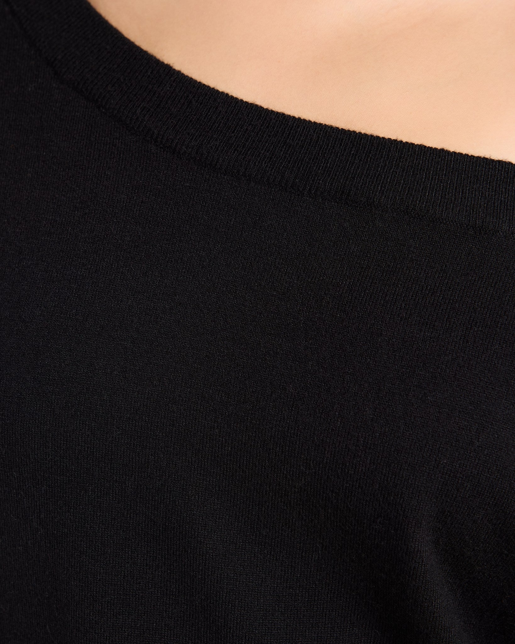 Black $|& SEAS Pacific One Shoulder Sweater - SOF Detail