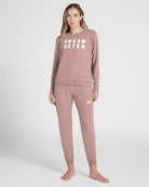 Mauve $|& SEAS Shoreline Hacci "Dream Often" Graphic Pullover - UGC On Fig