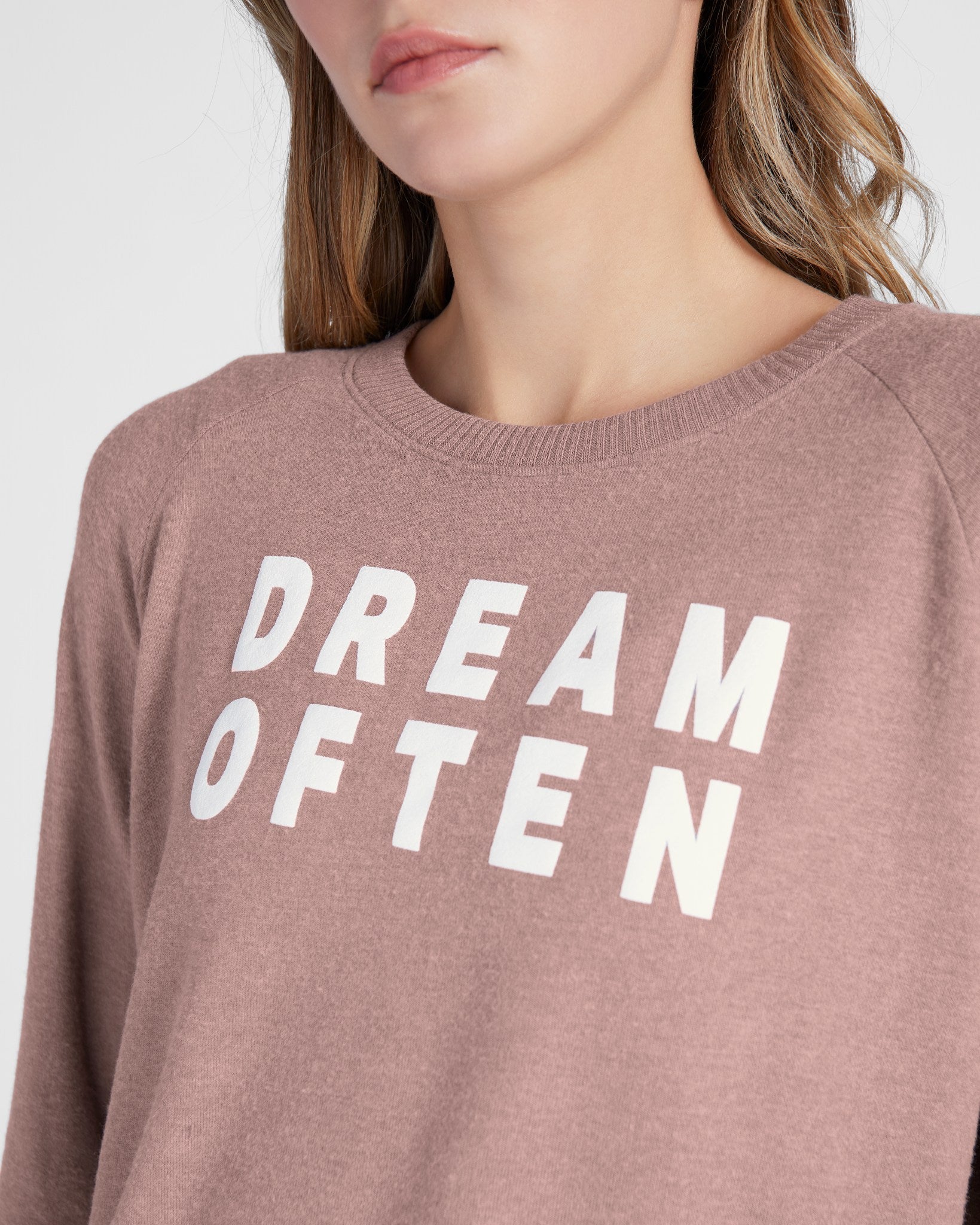 Mauve $|& SEAS Shoreline Hacci "Dream Often" Graphic Pullover - SOF Full Front
