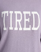 Heather Purple Sage $|& SEAS Shoreline Hacci "Tired" Graphic Pullover - SOF Detail
