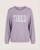 Heather Purple Sage $|& SEAS Shoreline Hacci "Tired" Graphic Pullover - Hanger Detail