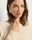 Cream $|& SEAS Sequin Crewneck Sweater - VOF Front