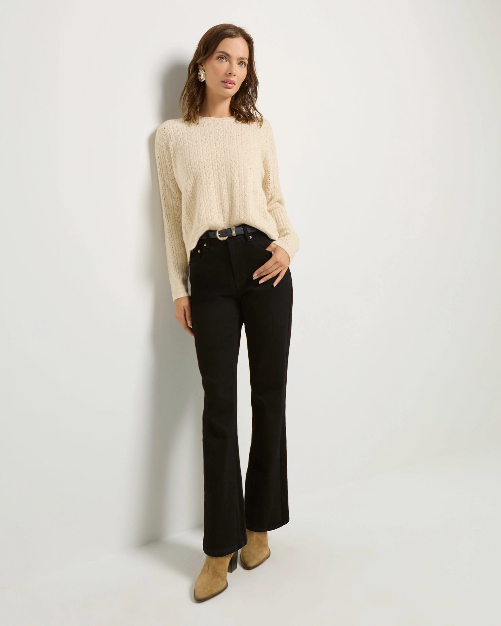 Cream $|& SEAS Sequin Crewneck Sweater - UGC On Fig