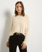 Cream $|& SEAS Sequin Crewneck Sweater - SOF Front
