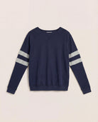Navy/H. Grey $|& SEAS Shoreline Varsity Cozy Top - Hanger Detail