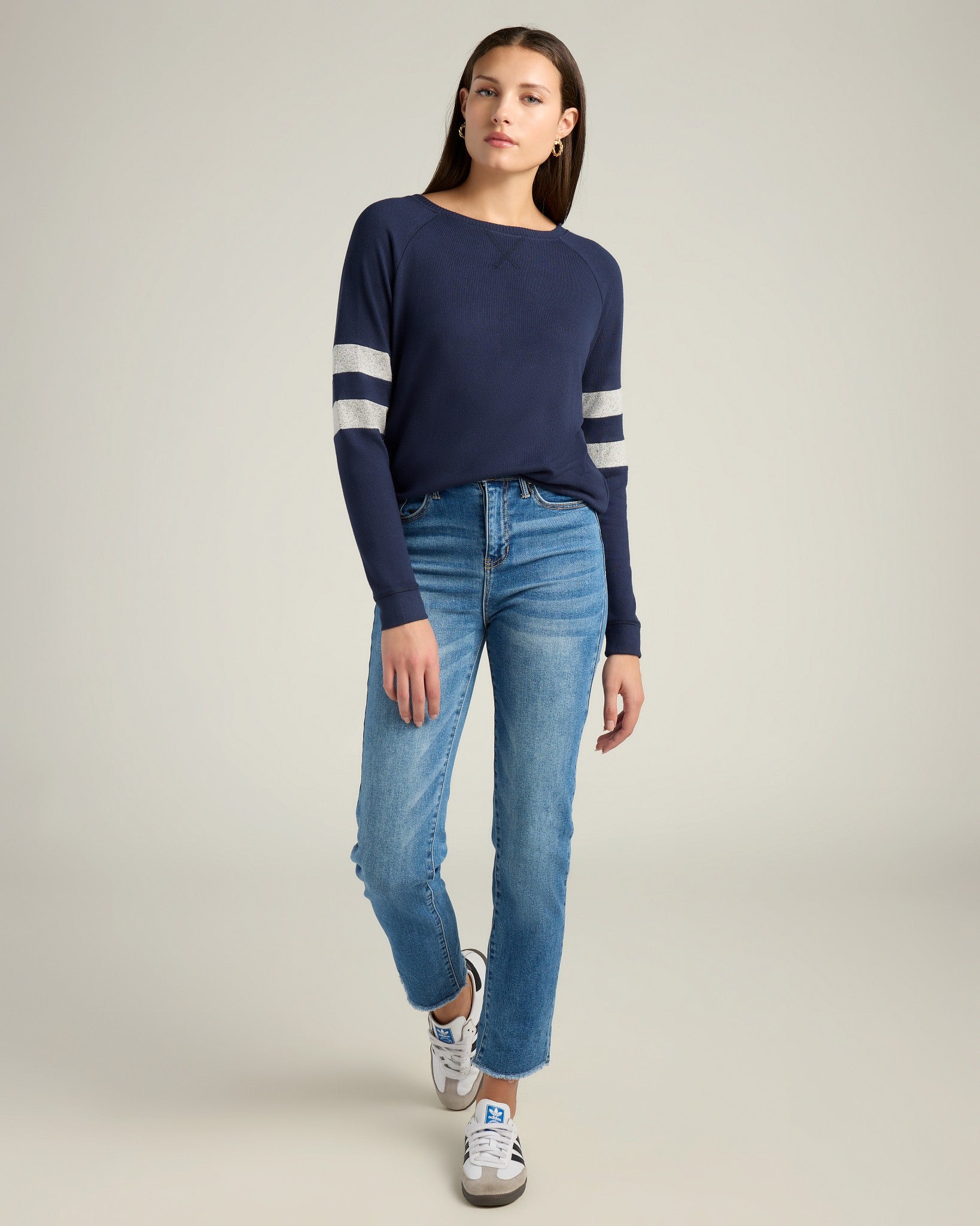 Navy/H. Grey $|& SEAS Shoreline Varsity Cozy Top - UGC On Fig