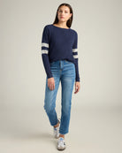 Navy/H. Grey $|& SEAS Shoreline Varsity Cozy Top - UGC On Fig