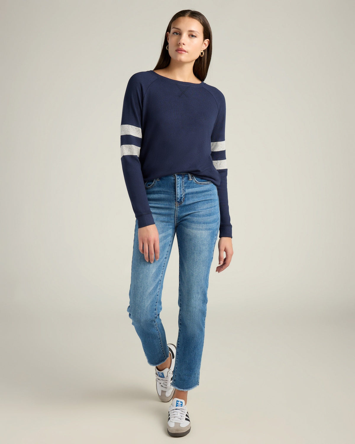 Navy/H. Grey $|& SEAS Shoreline Varsity Cozy Top - UGC On Fig