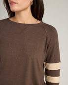 Heather Dark Chocolate/Heather Oatmeal $|& SEAS Shoreline Varsity Cozy Top - SOF Full Front