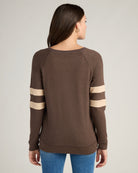 Heather Dark Chocolate/Heather Oatmeal $|& SEAS Shoreline Varsity Cozy Top - SOF Back