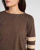 Heather Dark Chocolate/Heather Oatmeal $|& SEAS Shoreline Varsity Cozy Top - SOF Detail