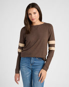 Heather Dark Chocolate/Heather Oatmeal $|& SEAS Shoreline Varsity Cozy Top - SOF Front