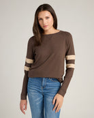 Heather Dark Chocolate/Heather Oatmeal $|& SEAS Shoreline Varsity Cozy Top - SOF Front
