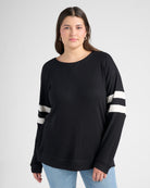 Black/Cream $|& SEAS Shoreline Varsity Cozy Top - SOF Front