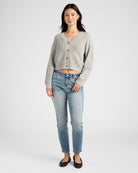 Heather Grey $|& SEAS Coastal V-Neck Cardigan - SOF Full Front