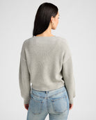 Heather Grey $|& SEAS Coastal V-Neck Cardigan - SOF Back