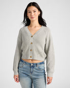 Heather Grey $|& SEAS Coastal V-Neck Cardigan - SOF Front