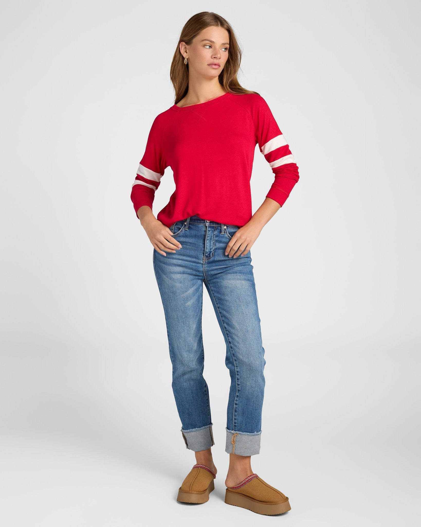 Chilipepper/Cream $|& SEAS Shoreline Varsity Cozy Top - UGC On Fig