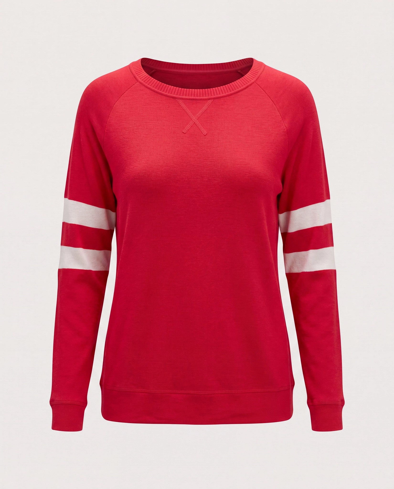 Chilipepper/Cream $|& SEAS Shoreline Varsity Cozy Top - Hanger Detail
