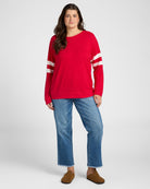 Chili Pepper/Cream $|& SEAS Shoreline Varsity Cozy Top - SOF Full Front