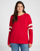 Chili Pepper/Cream $|& SEAS Shoreline Varsity Cozy Top - SOF Front