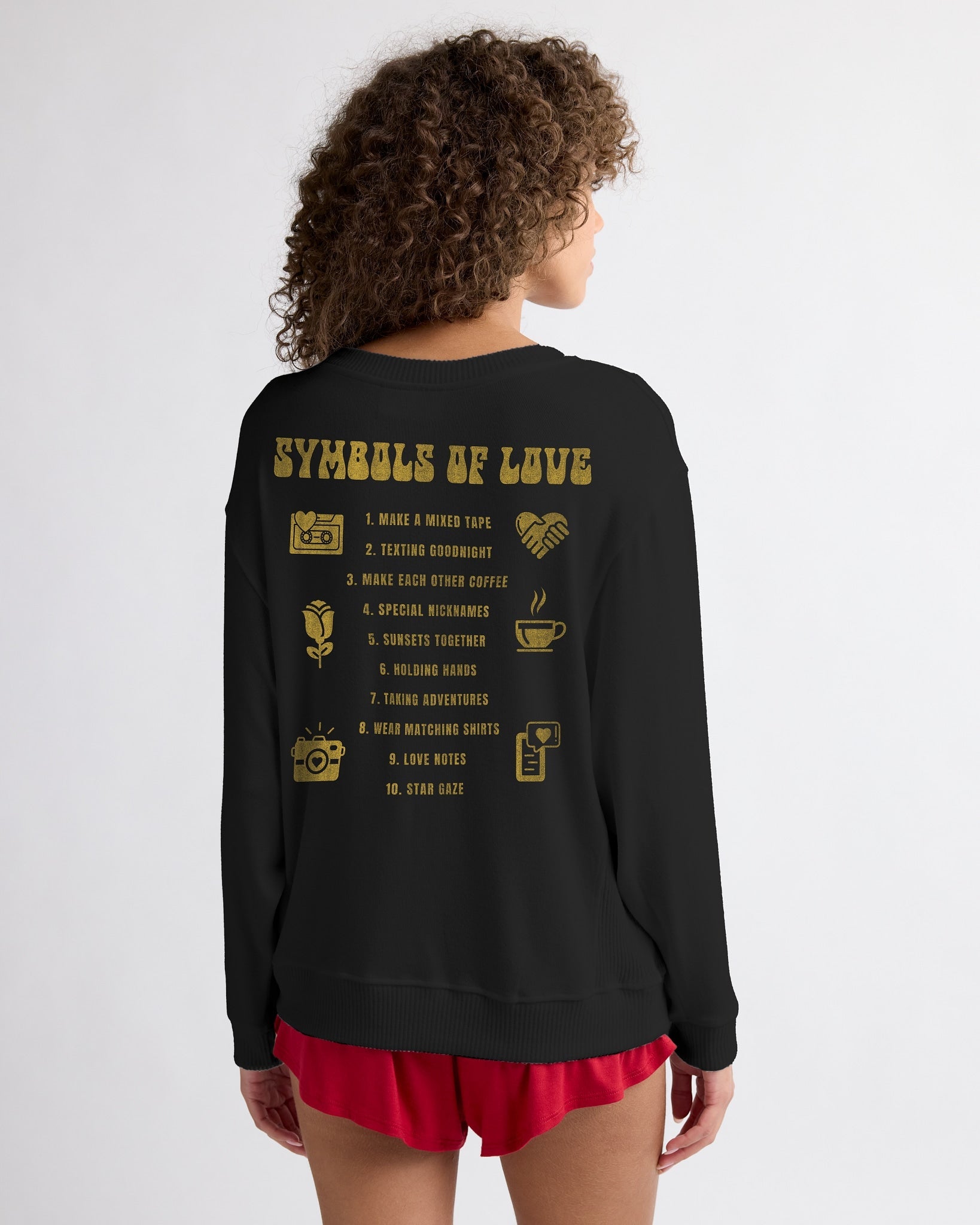 Black $|& SEAS Hacci Graphic Crew "Love Language" Graphic Pullover - SOF Front