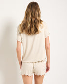Cream $|& SEAS Moonflower Lettuce Edge Sleep Set - SOF Back